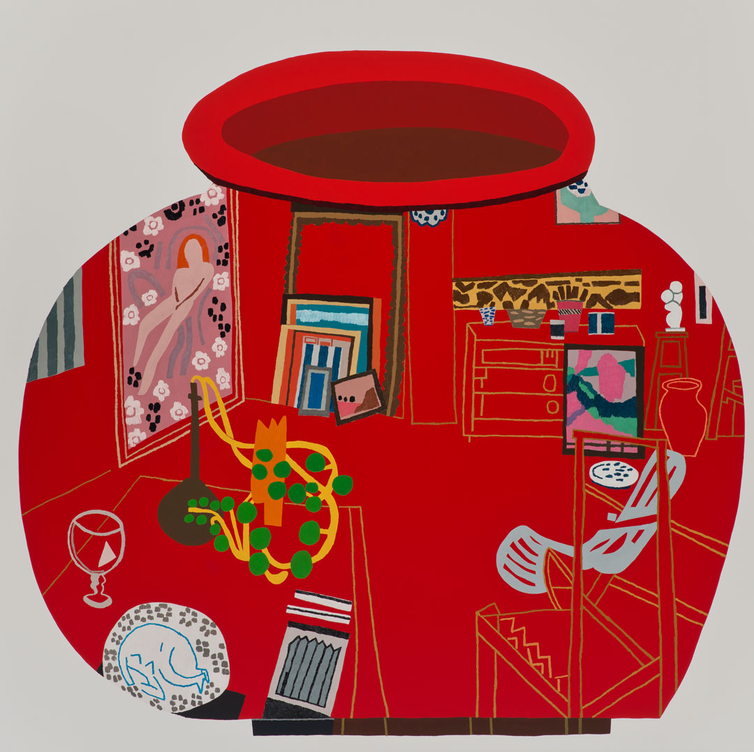 Red Studio Pot (2014) by Jonas Wood