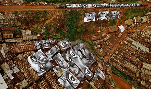 JR's work in Kibera, Kenya, as reproduced in JR: Can Art Change the World?