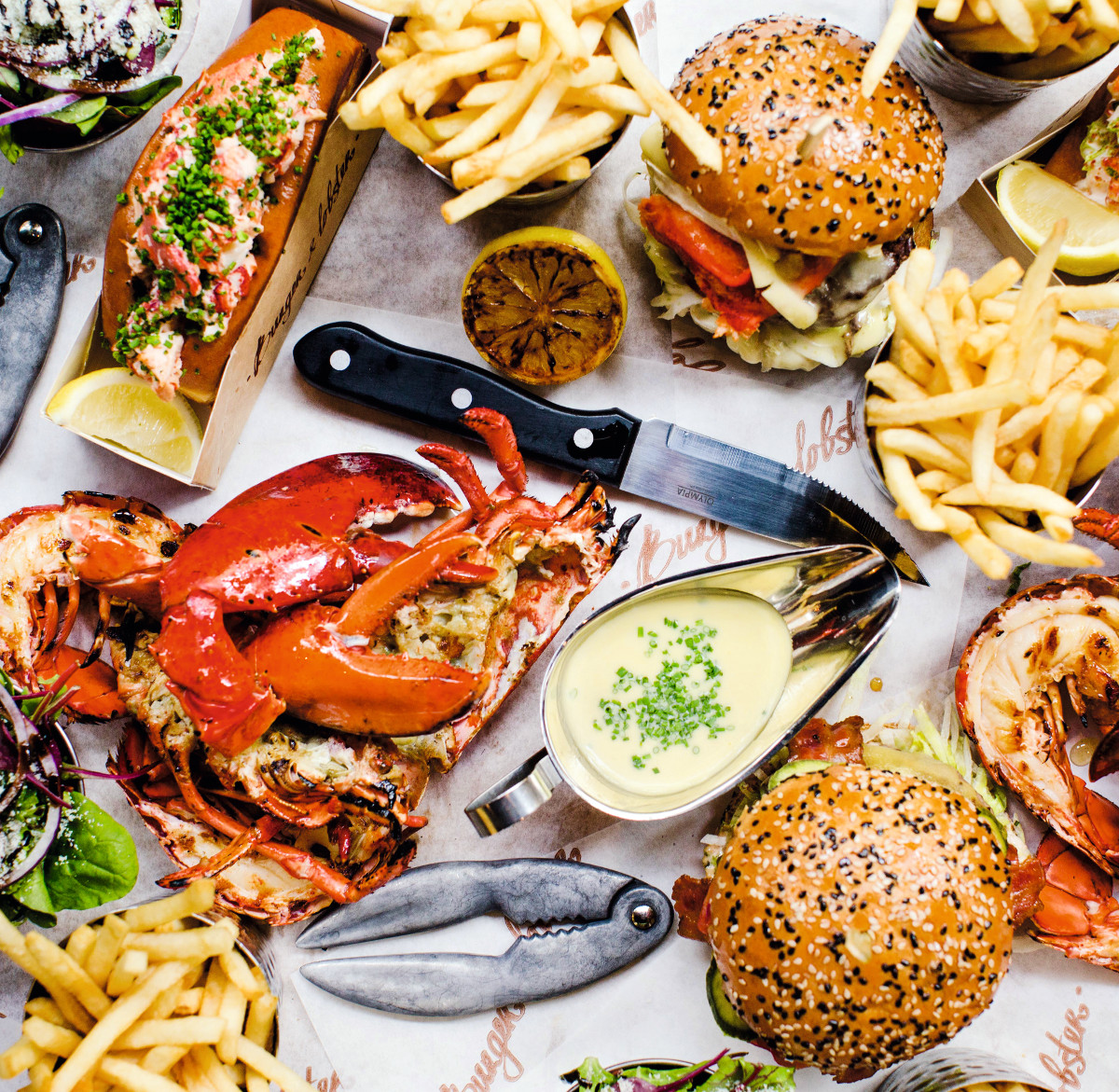 Fries on the side at Burger and Lobster, as reproduced in The World is Your Burger