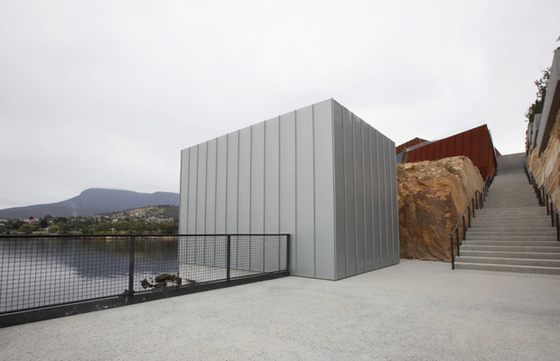 The concrete bunker that houses Christian Boltanski’s video piece 'The Life Of C.B.' (2010) at MONA, Hobart, Tasmania