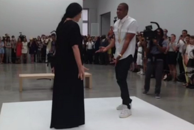 Jay-Z and Marina Abramovic at Pace Gallery yesterday