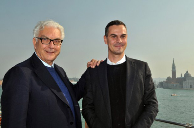 Massimiliano Gioni (right) in Venice, 2013