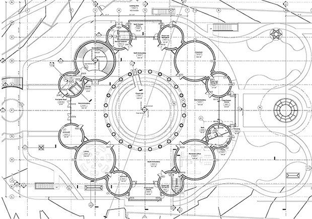 Plans for Sufism Reoriented's new sanctuary, courtesy of Philip Johnson/Alan Ritchie.